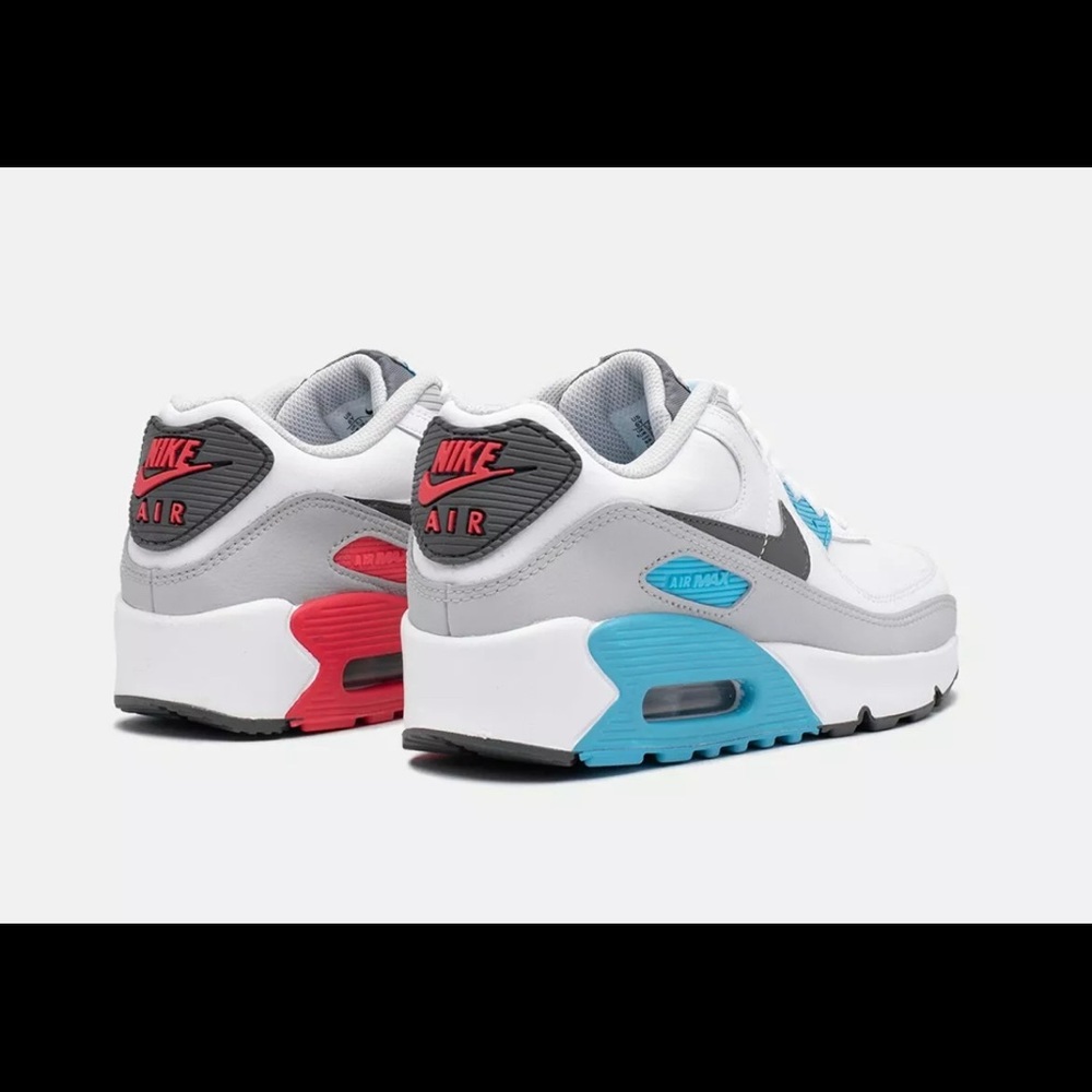 Nike Air Max 90 LTR White Grey Blue GS Mens CD6864 - Picture 4 of 8